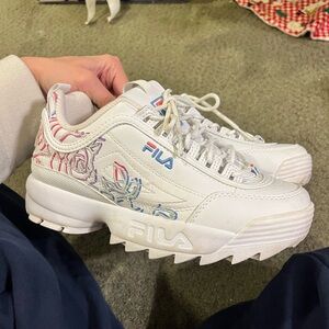 Fila Women's White Sneakers with Colorful Floral Accents